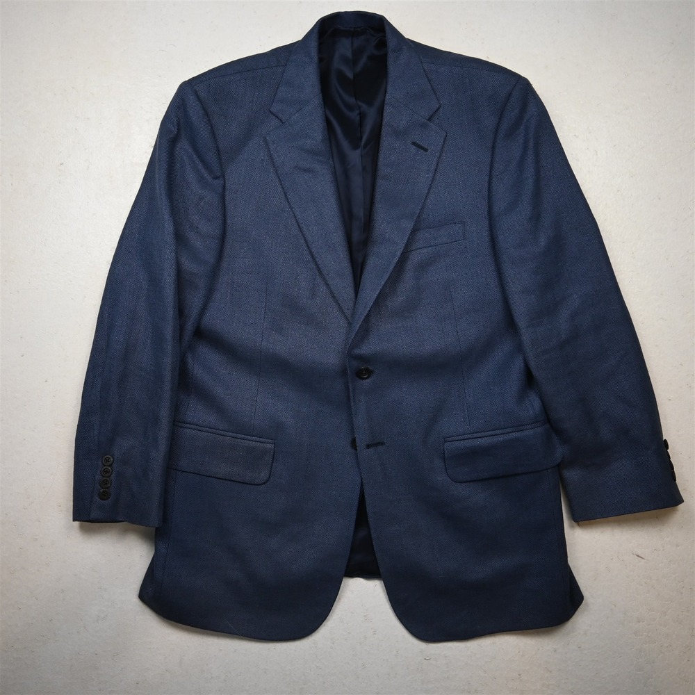 H Freeman & Son 42R‎ Blue Herringbone Wool Mens Blazer Suit Jacket Sport Coat